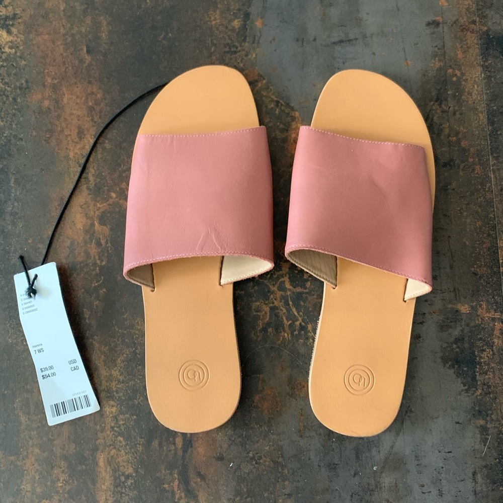 Urban Outfitters tan slides